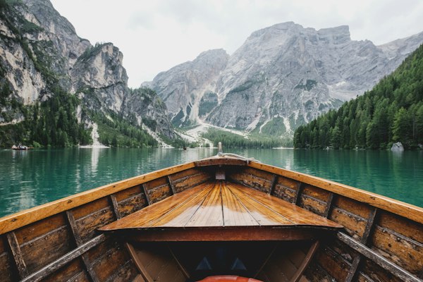 Peaceful mountain lake during a solo journey